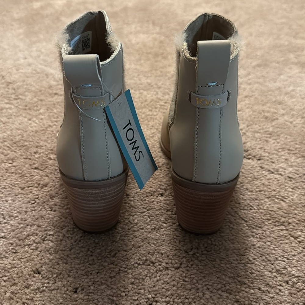 Toms Everly Sand Leather and Plaid Heeled Ankle Boot Women’s 6.5 NWT - Picture 6 of 12